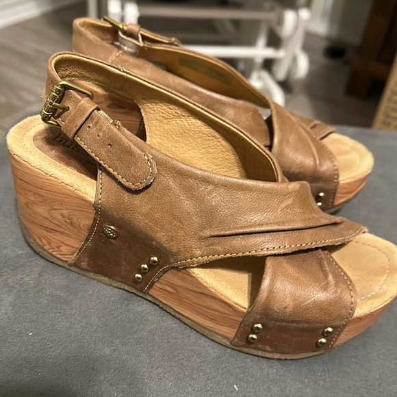 Shoes - Bussola leather wedge heels with studded decor